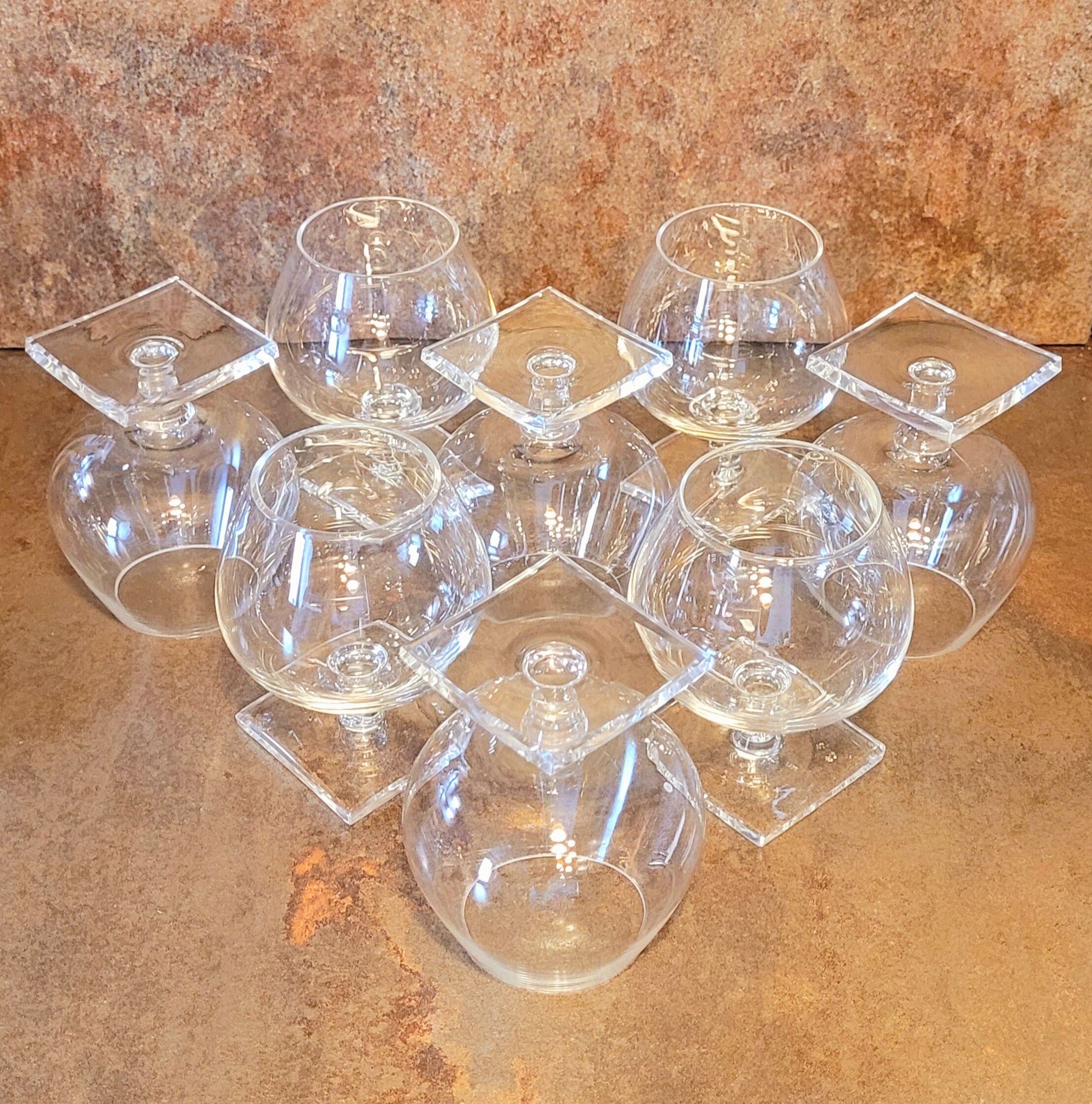 Eight vintage vintage crystal glasses