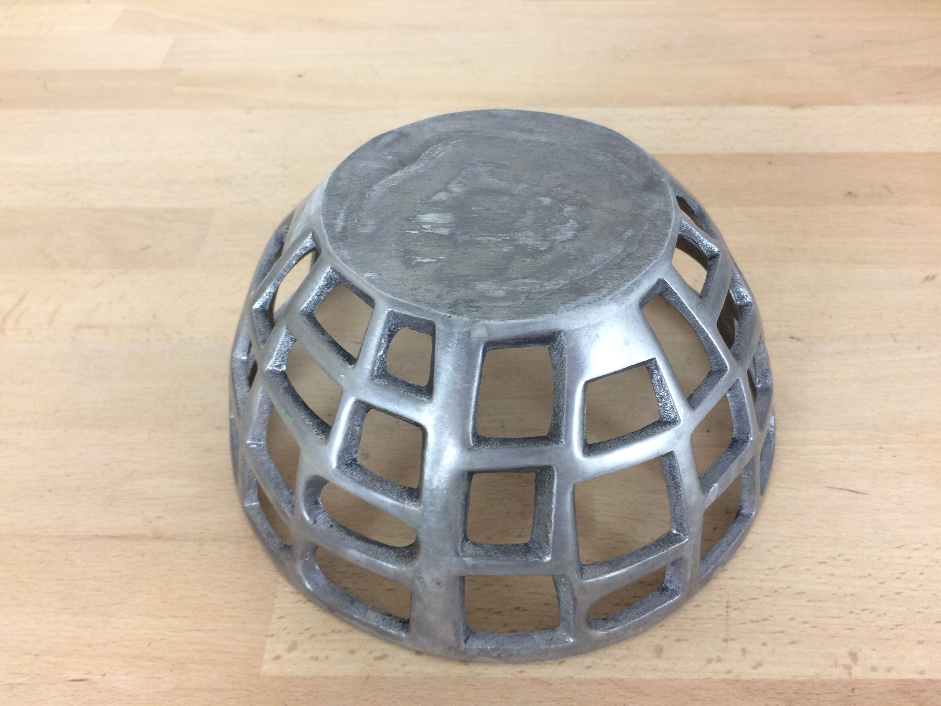 Brutalist fruit basket made of cast aluminum 70's