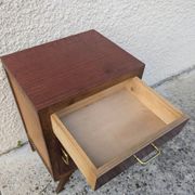 Vintage bedside table from the 50s and 60s with compass legs, Mid Century.