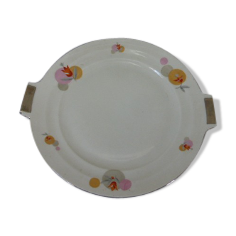 Plat a gateaux en porcelaine blanche vintage, Tchecoslovaquie RK, decor floral