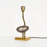 Brass and agate stone table lamp signed by Willy Ceysens, Belgium 1970's
