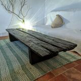 Table basse bois brûlé