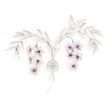 Hollywood Regency Cream White Metal Floral Leaf Wall Lamp