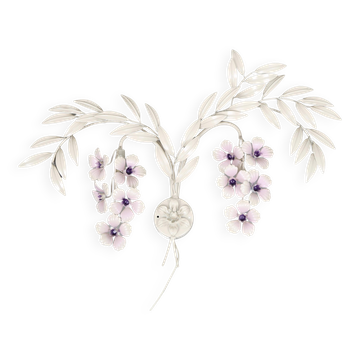 Hollywood Regency Cream White Metal Floral Leaf Wall Lamp