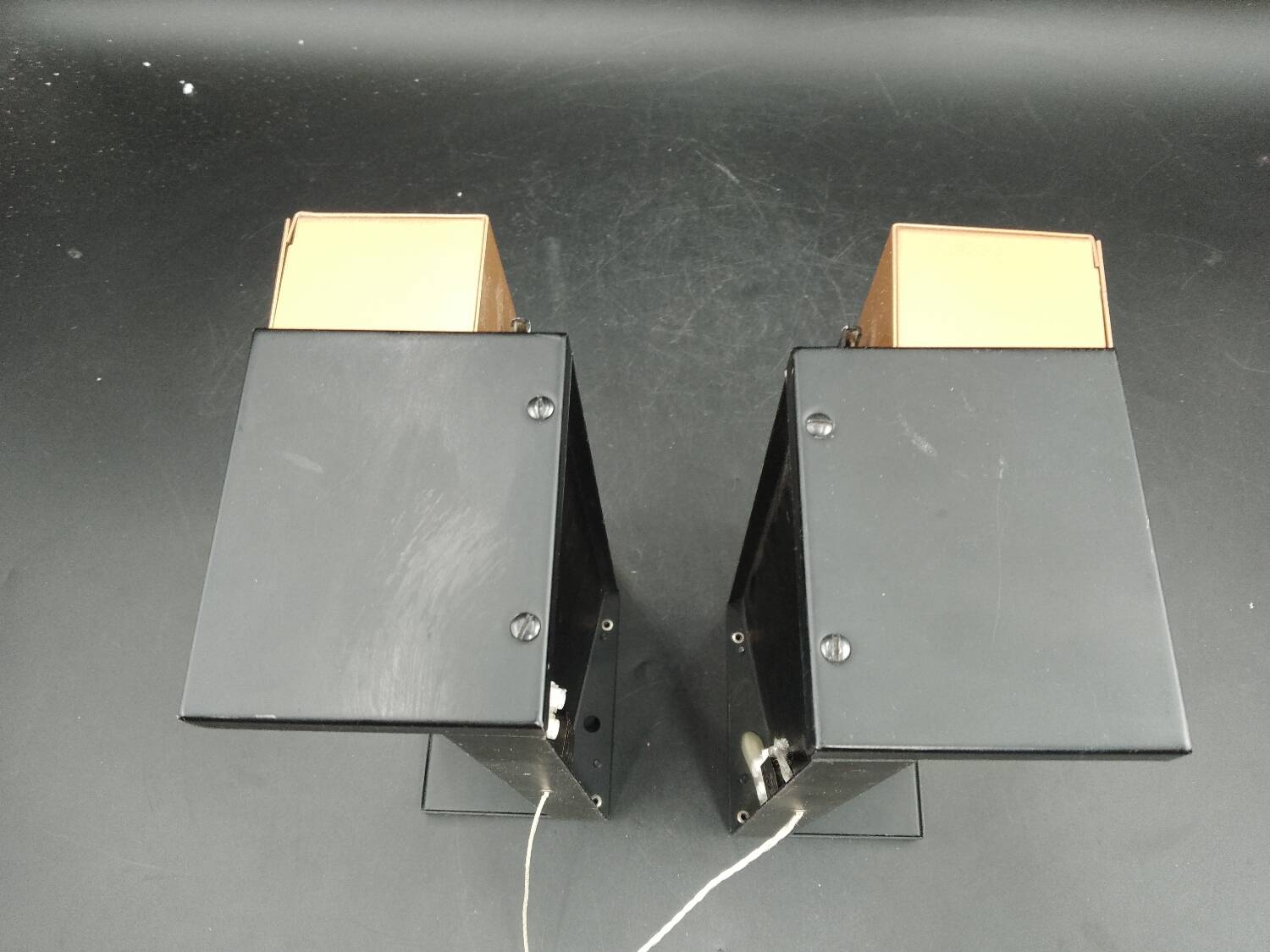 Pair of metal and brass bedside wall lights by Paul Neuhaus, Germany, 1950s Bauhaus