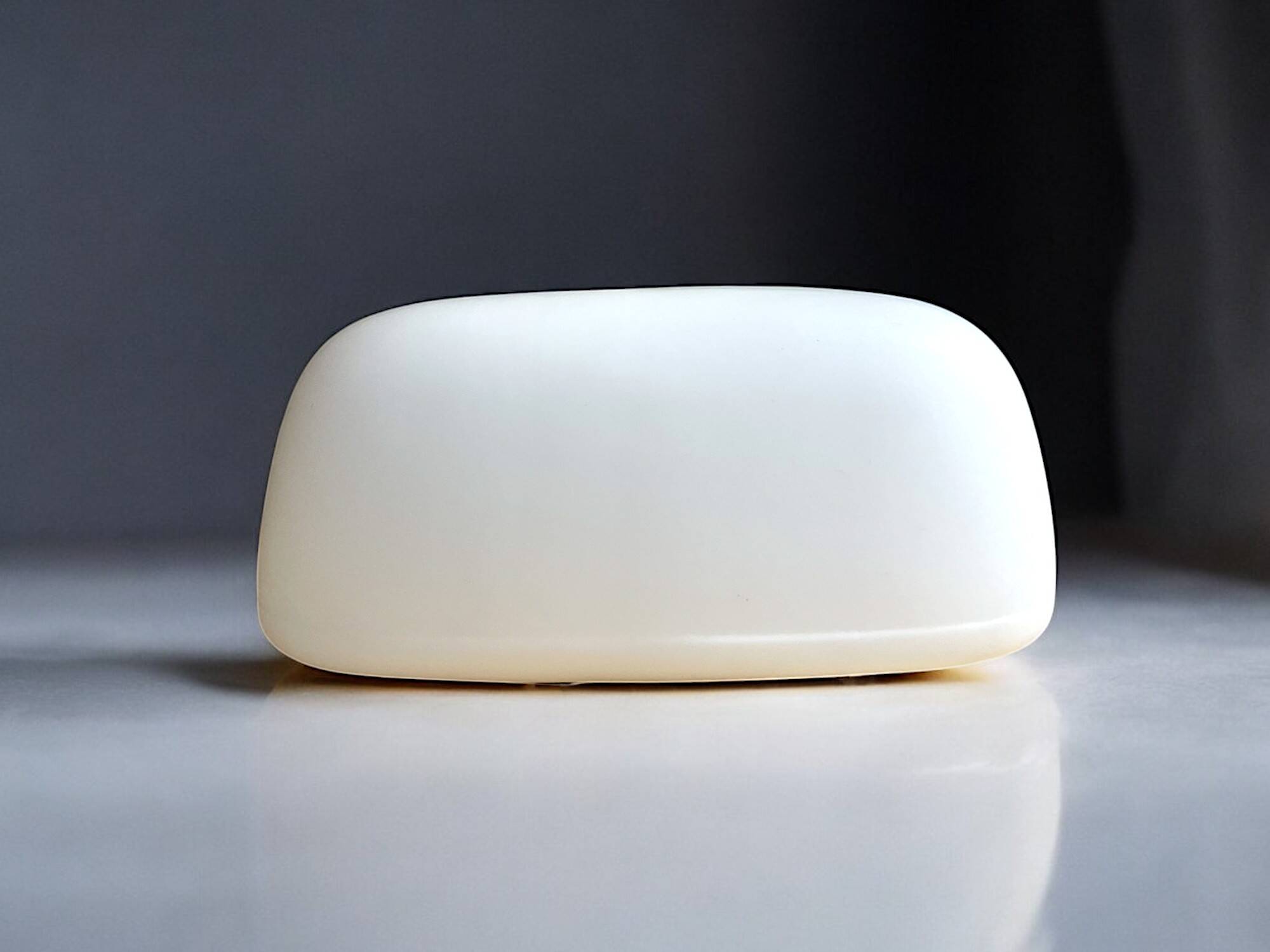 Minimalist white opaline glass flush mount pill lamp