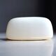 Minimalist white opaline glass flush mount pill lamp