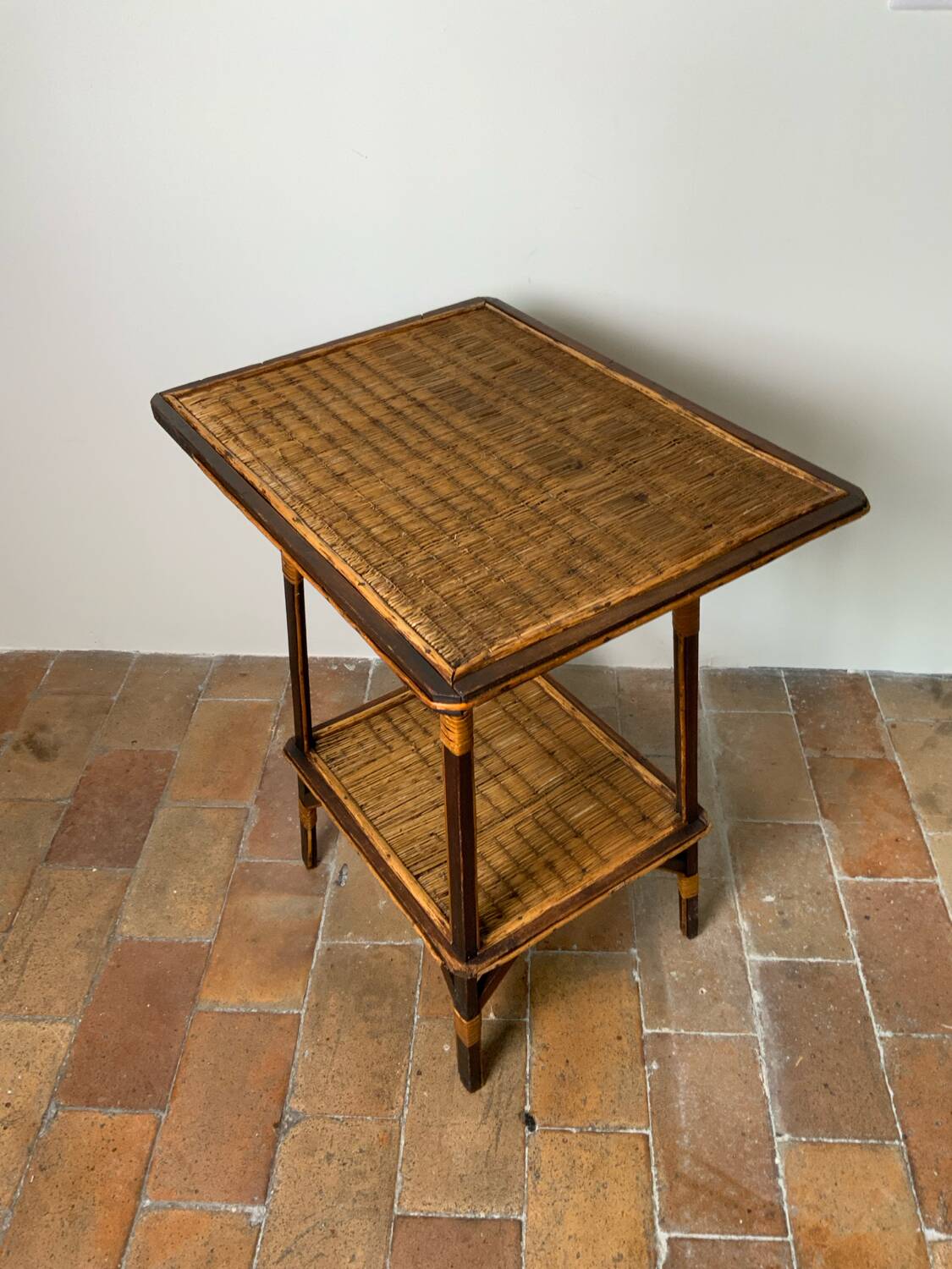 Wood and rattan table