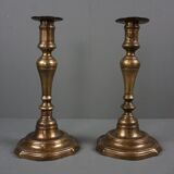 Suite of 2 copper candlesticks seventeenth century French