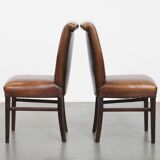 Set of 6 Dining Chairs Made from Sheepskin Leather
