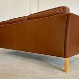 Vintage danish mid century mogens hansen 3 person cognac leather sofa 1960,s