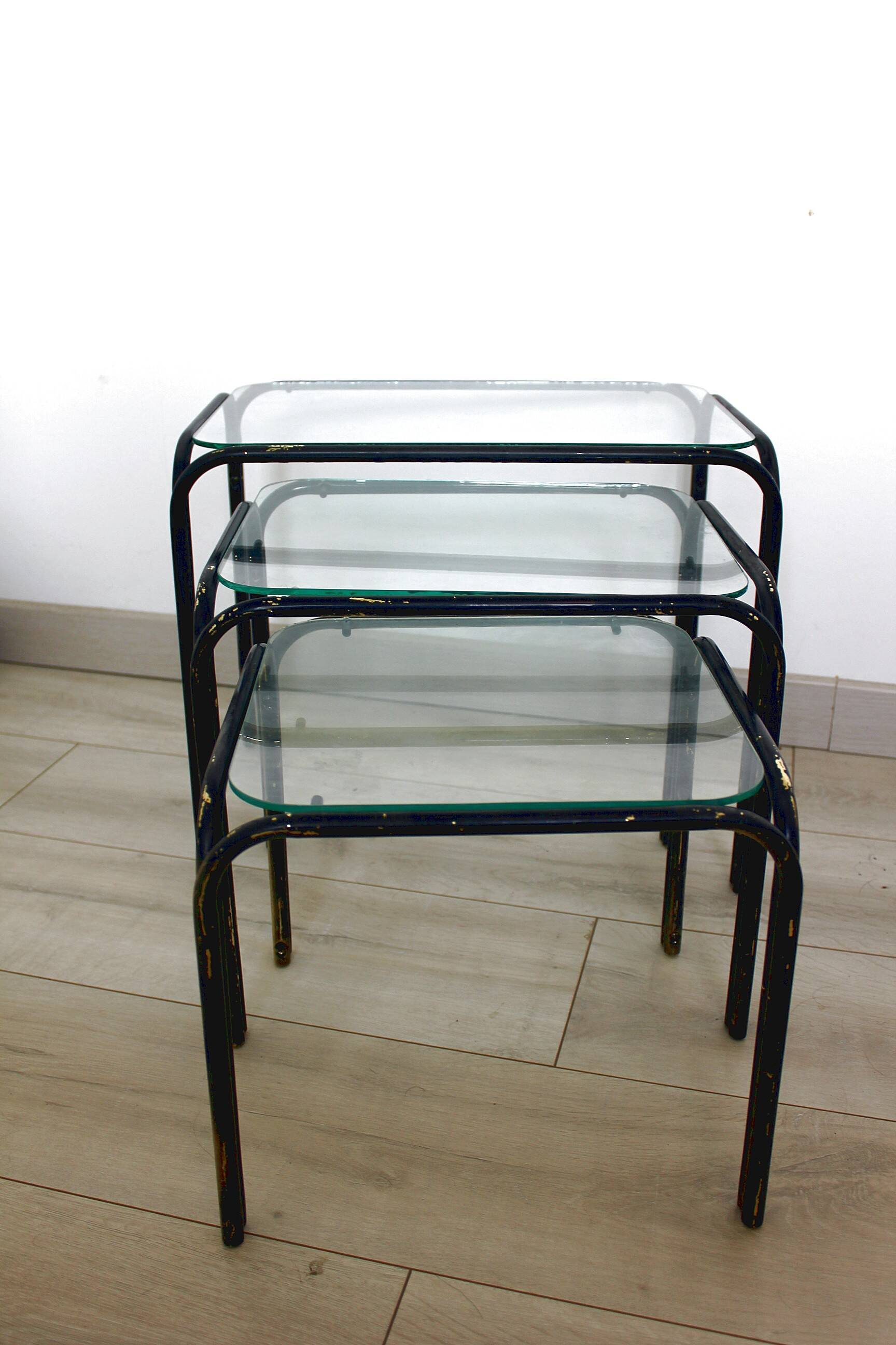 3 Vintage 1970s Nesting Glass Tables