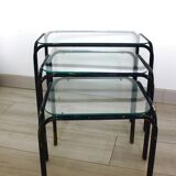3 Vintage 1970s Nesting Glass Tables