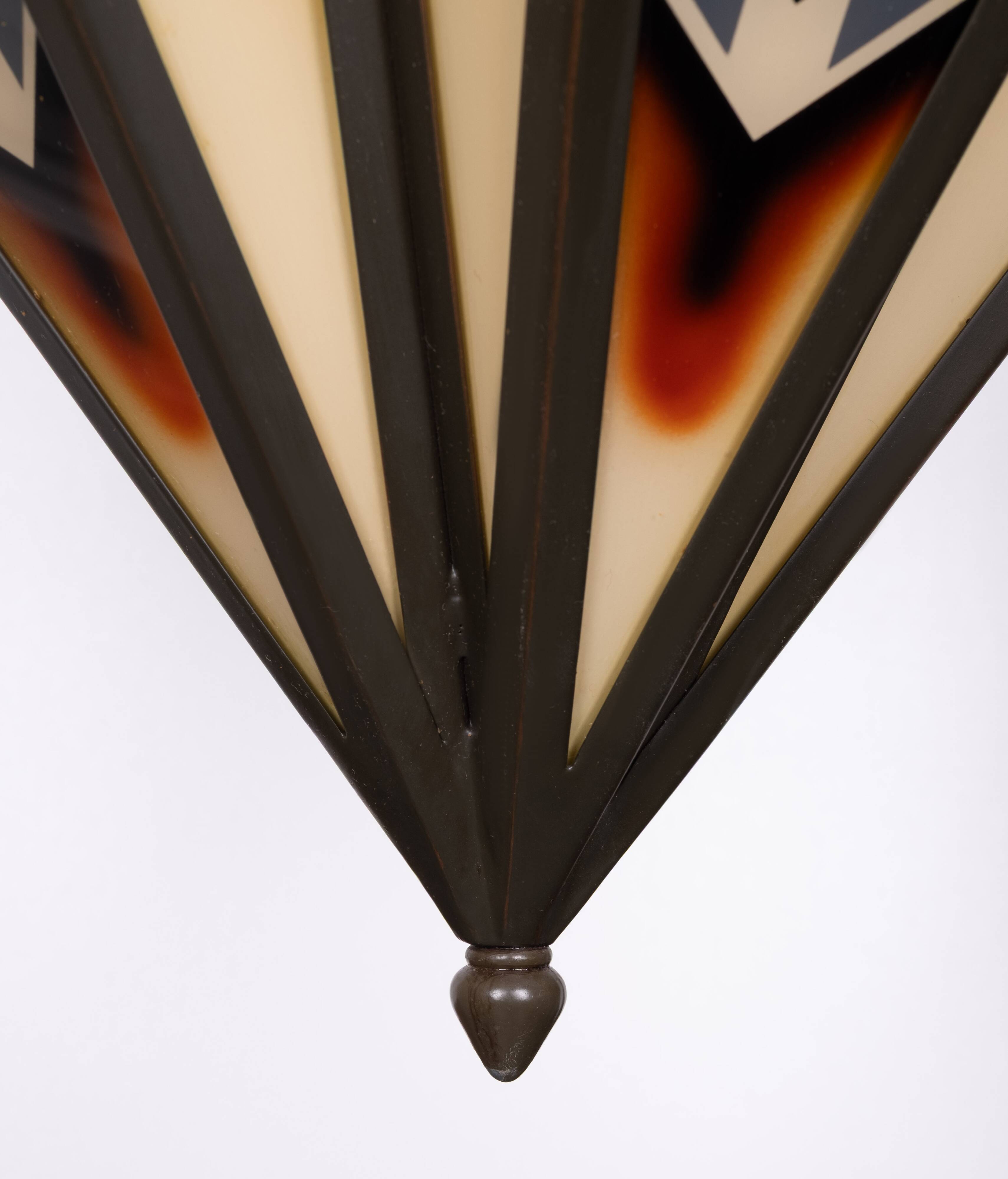 Amsterdam school Dutch Art Deco Stained Glass Chandelier Holland