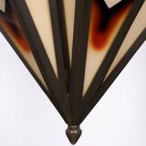 Amsterdam school Dutch Art Deco Stained Glass Chandelier Holland