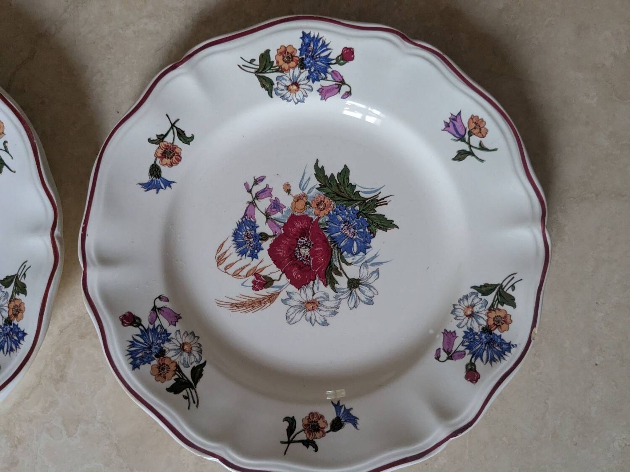 Deux assiettes plates Sarreguemines Agreste