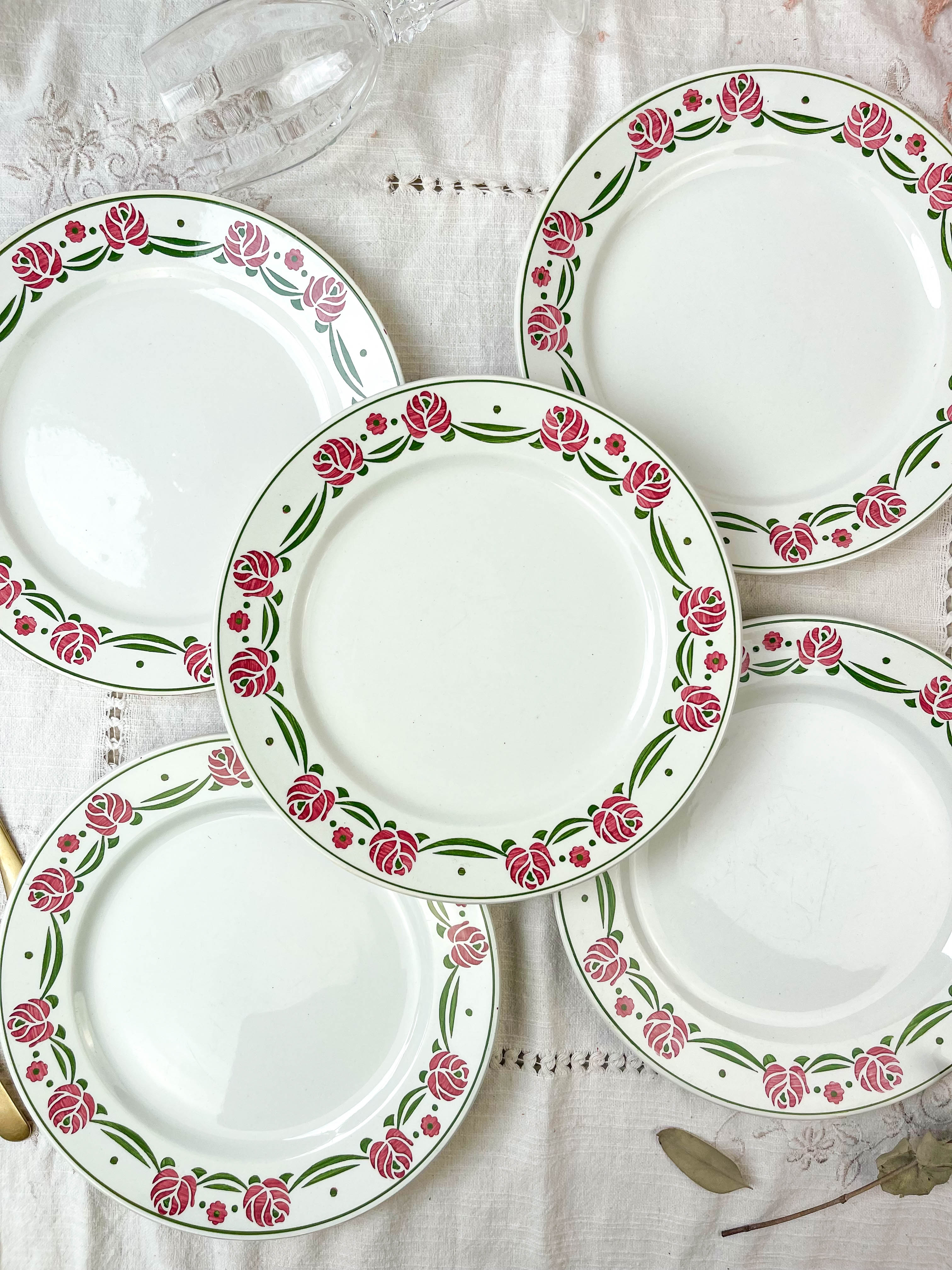 5 flat plates digoin sarreguemines model "mariette"