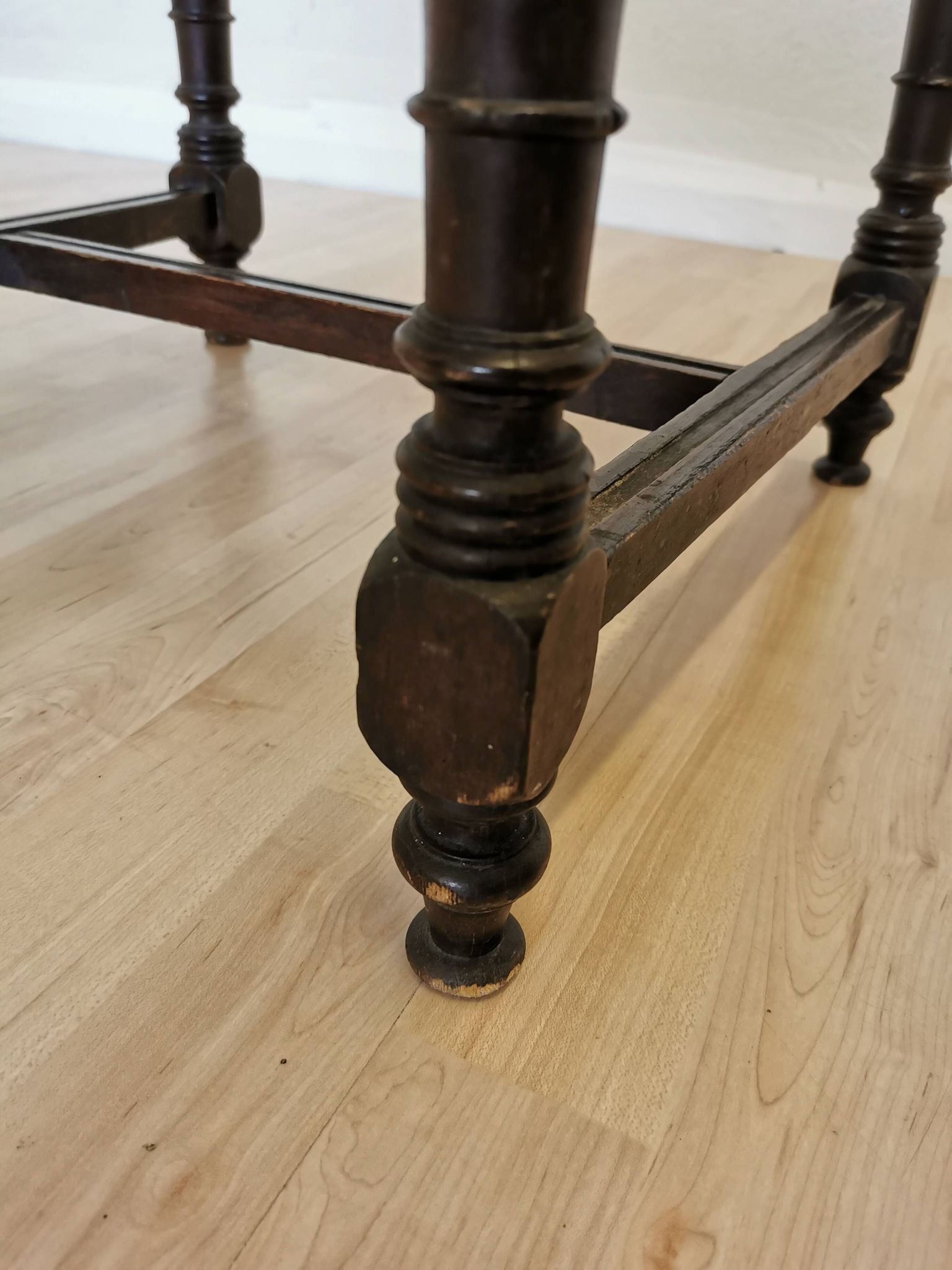 Antique 1930s Leather Dining Chair: Carved Wood Base, Metal Accents