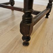 Antique 1930s Leather Dining Chair: Carved Wood Base, Metal Accents