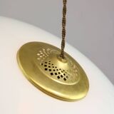 Mid-Century Italian Saucer Glass and Brass Pendant Lamp