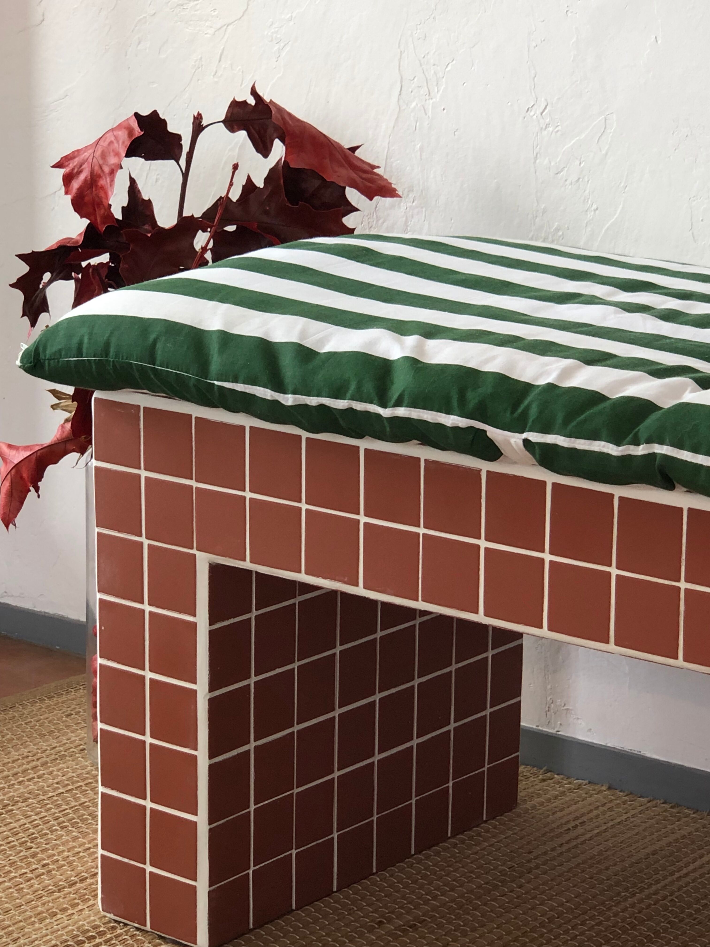 Ceramic tile bench