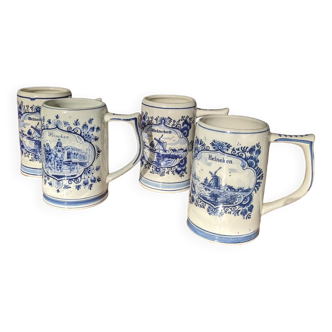 Set of 4 Heineken Delft beer mugs