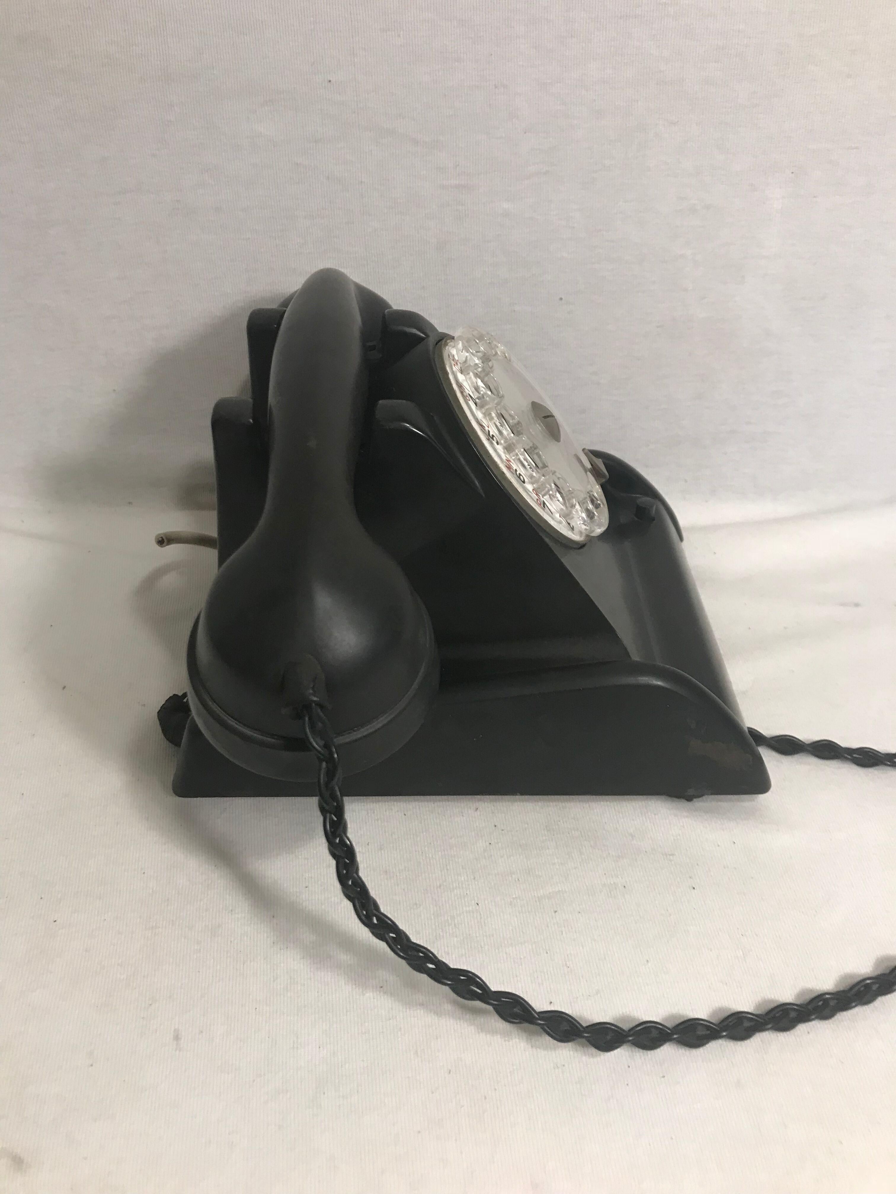 Old telephone bakelite black dial transparent 50 vintage 40's cit