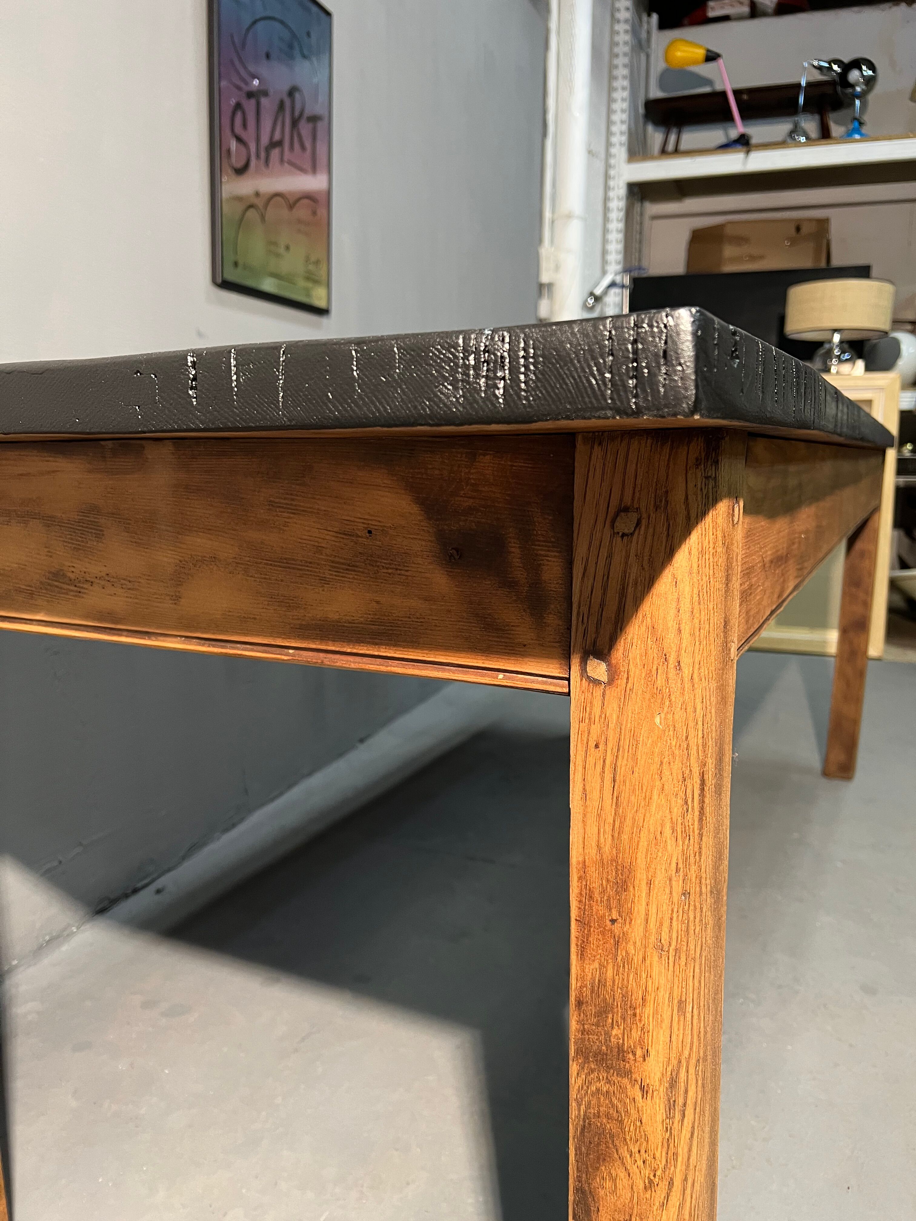 Farmhouse table, black top