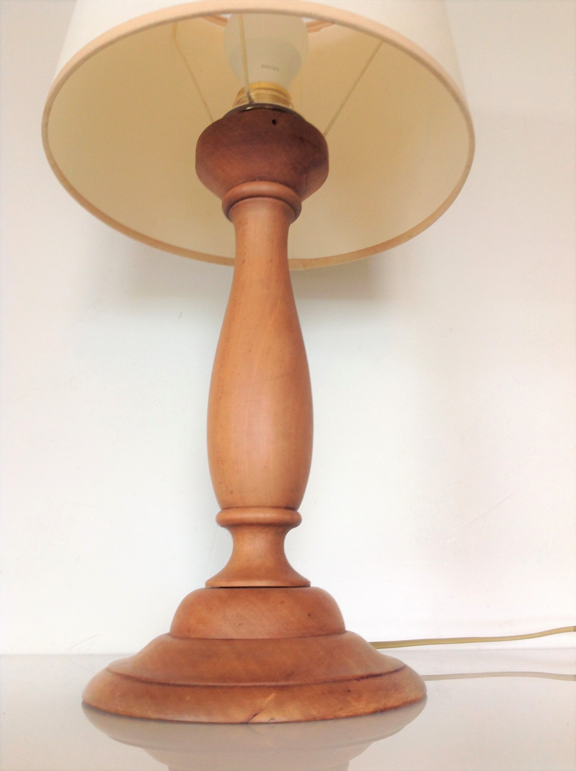 Turned wood lamp vintage 60s-70s