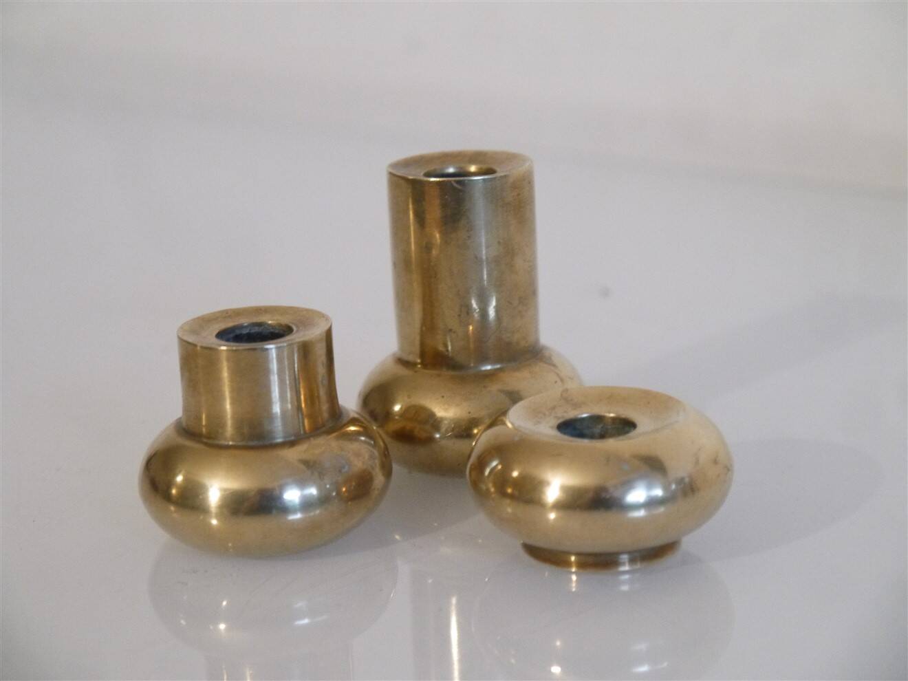 Set of Scandinavian brass candlesticks, 1960s