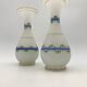 Pair of ancient opaline vases, flower decoration and blue and gold fillets - Circa 1900