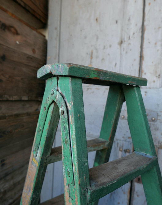Wooden workshop folding stepladder
