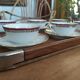 6 Pillivuyt pink and gold porcelain coffee cups