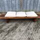 Vintage Yew Wood Bench with 3 Cushions