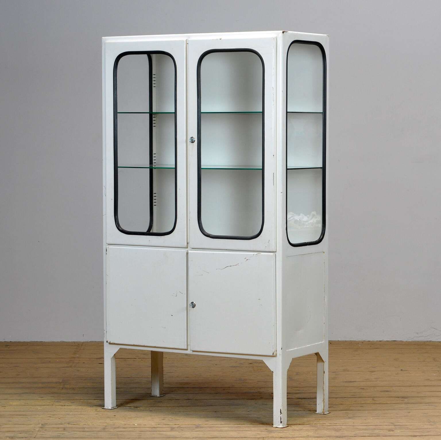 Glass & iron medical cabinet 1970s