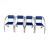 Lot de quatre chaises bleues aux courbes design