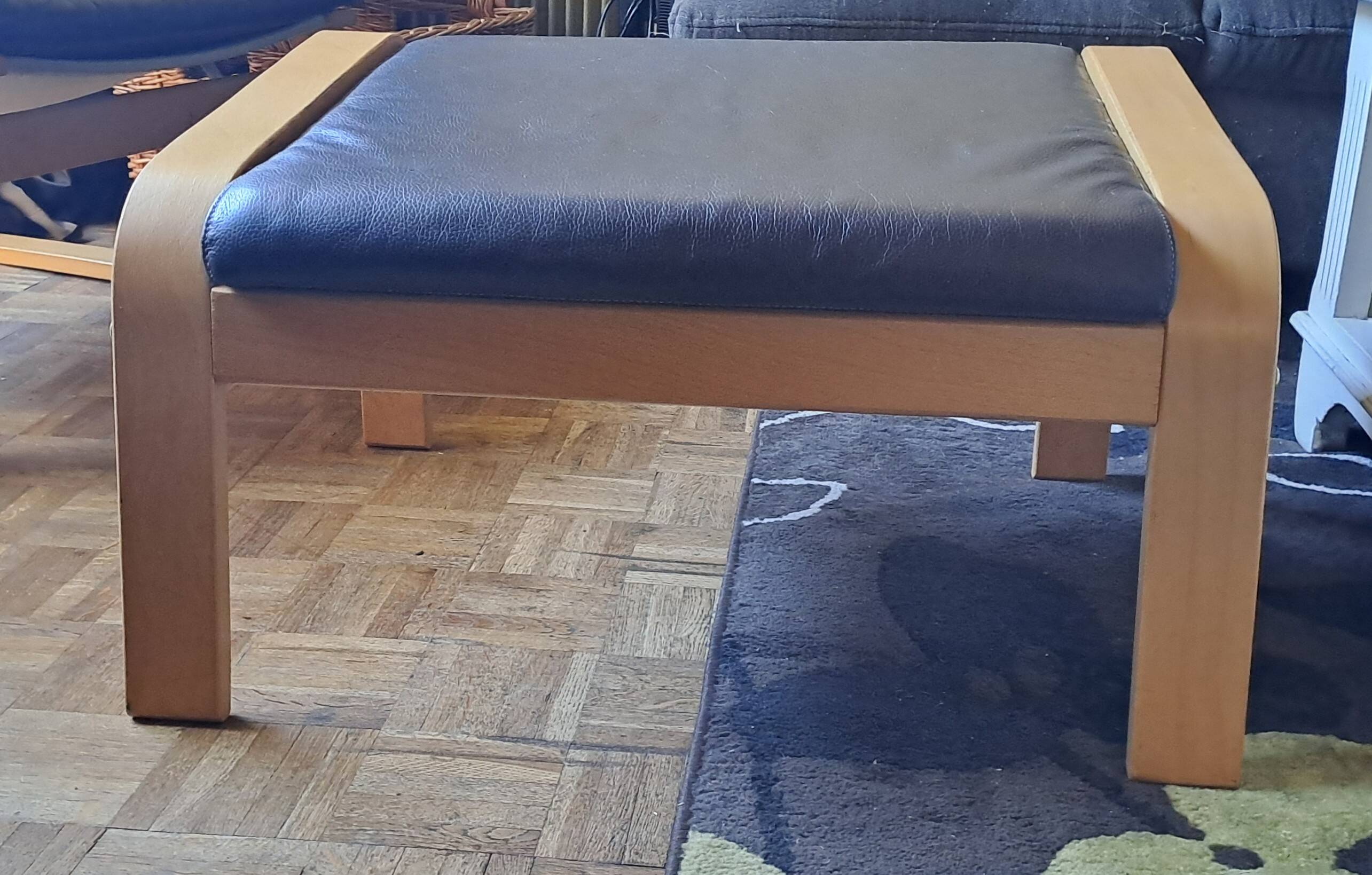 Ikea leather footstool pouf 2000s france scandinavian style knisa model color
