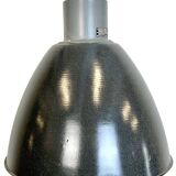 Large Dark Grey Enamel Industrial Factory Lamp from Elektrosvit, 1960s