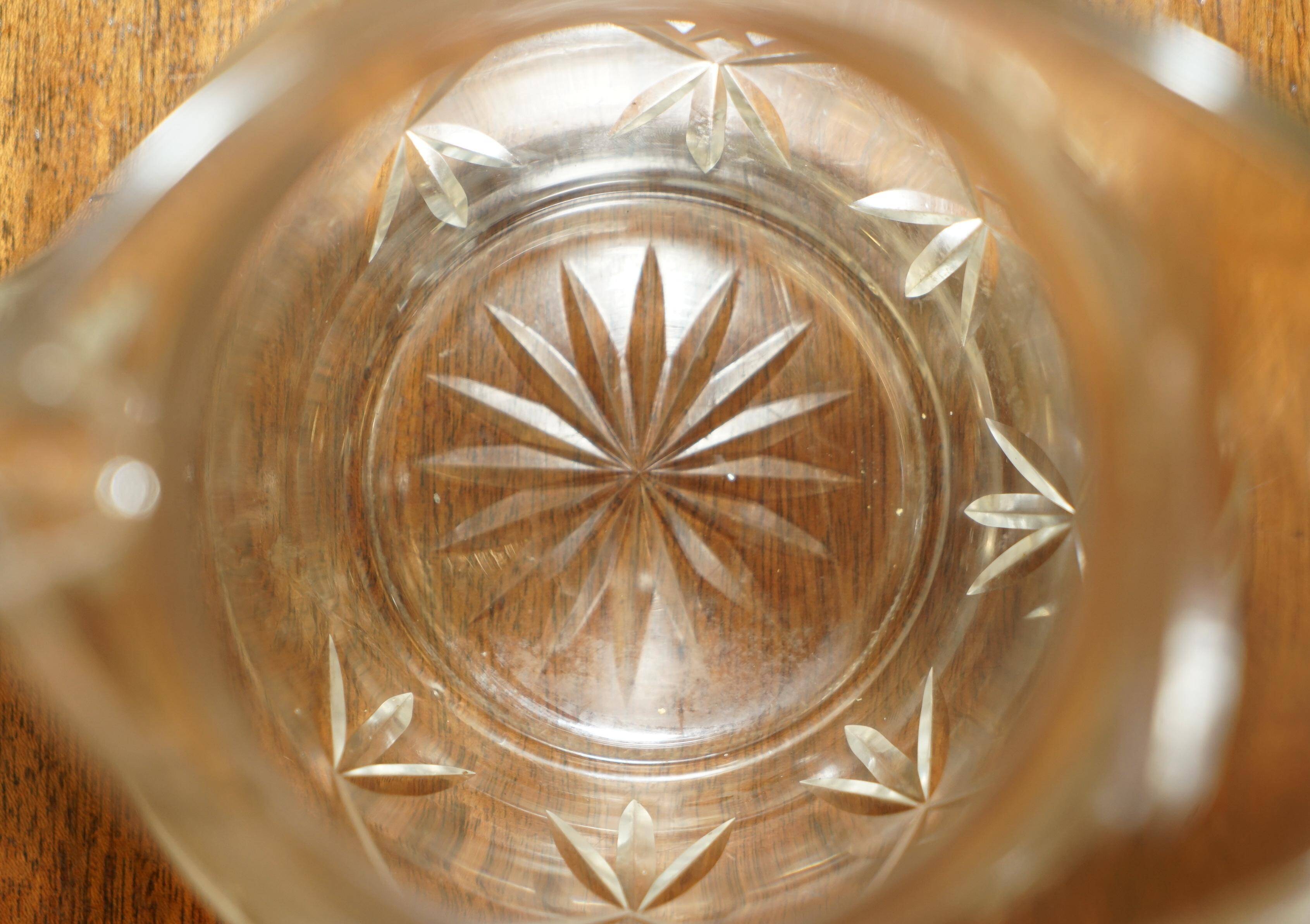 Vintage pair of cut glass Art Deco decanters circa 1930.