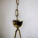 Modernist pendant light in white sandblasted glass and brass