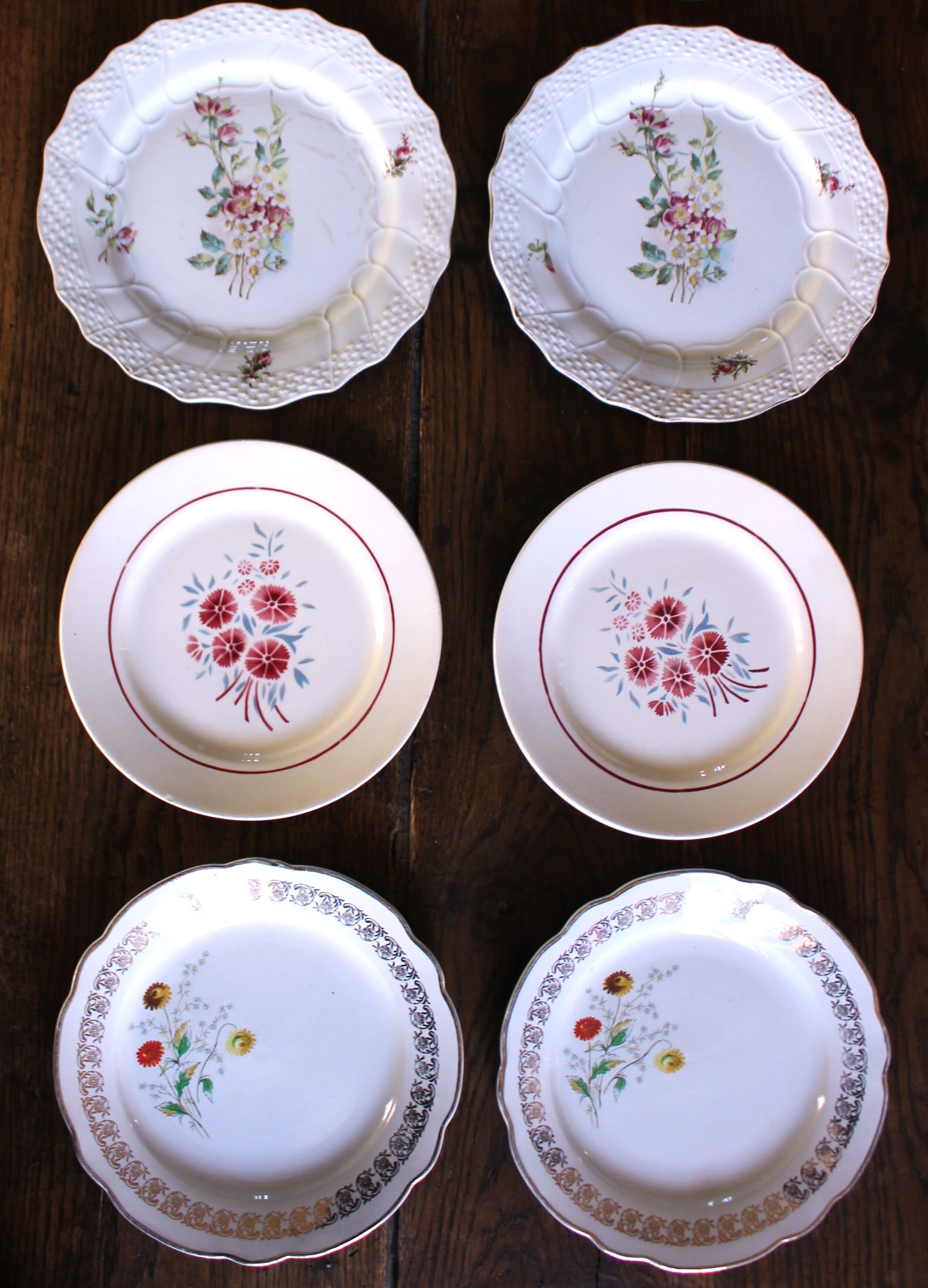 6 small paired plates Badonviller Saint Amand Luzin Digoin Sarreguemines