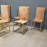 Brass dining chairs by Belgochrom, 1970s - set of 6