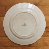 Round scalloped earthenware dish Digoin Sarreguemines floral decoration