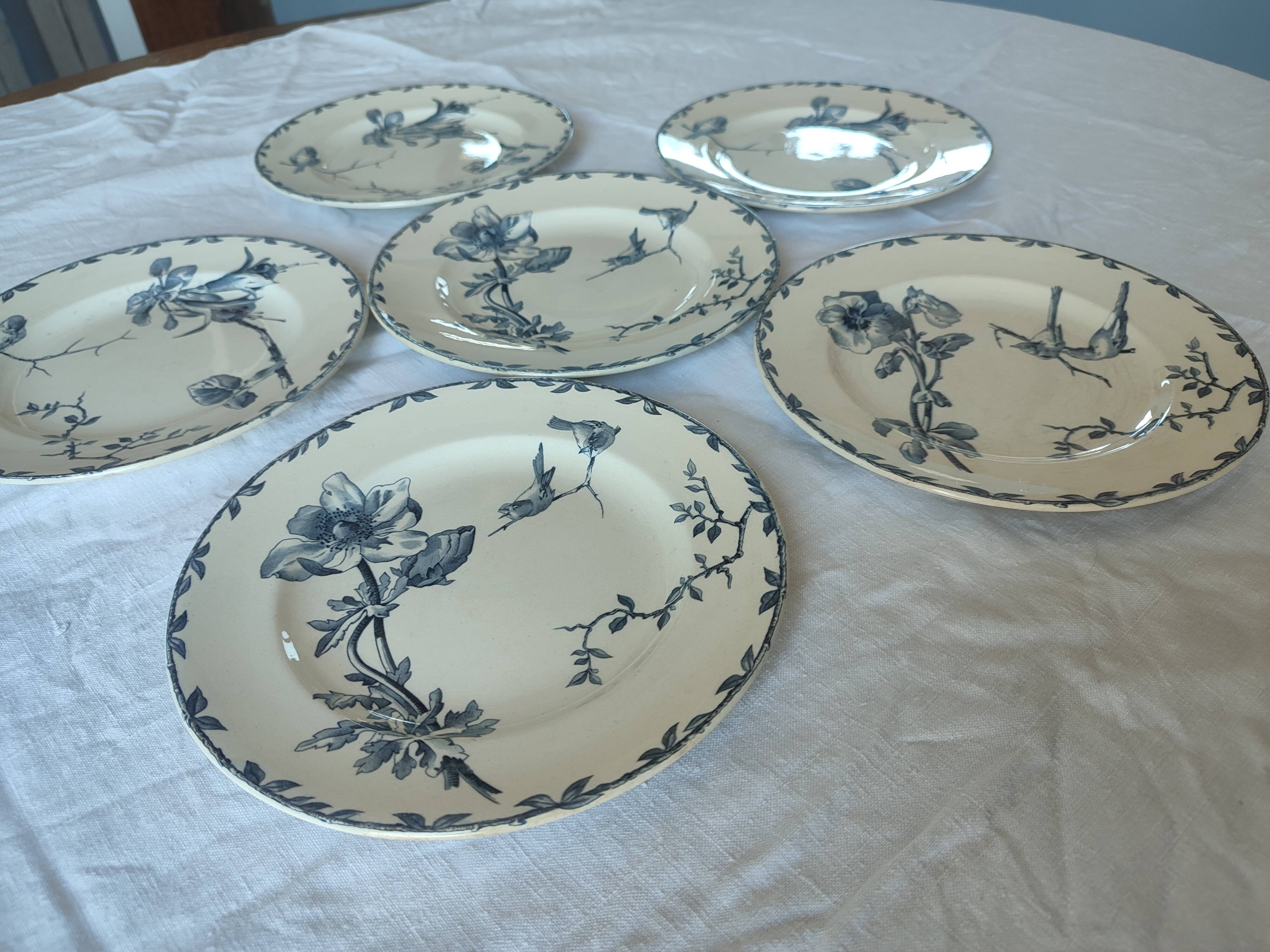 6 “Oxford” ironstone dessert plates from Choisy le Roi