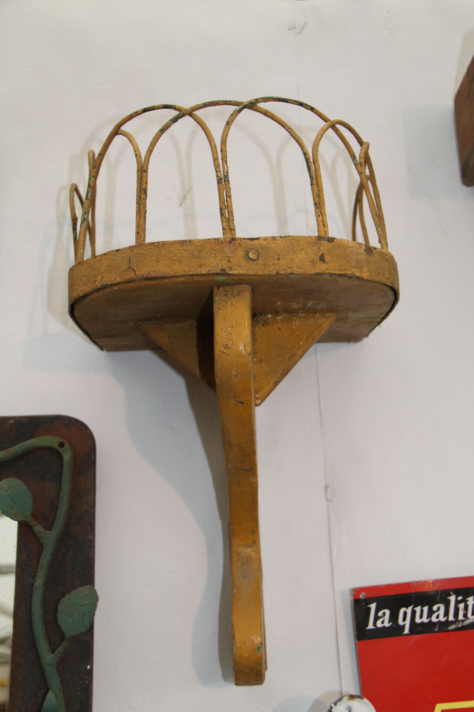 Plant yellow wooden door