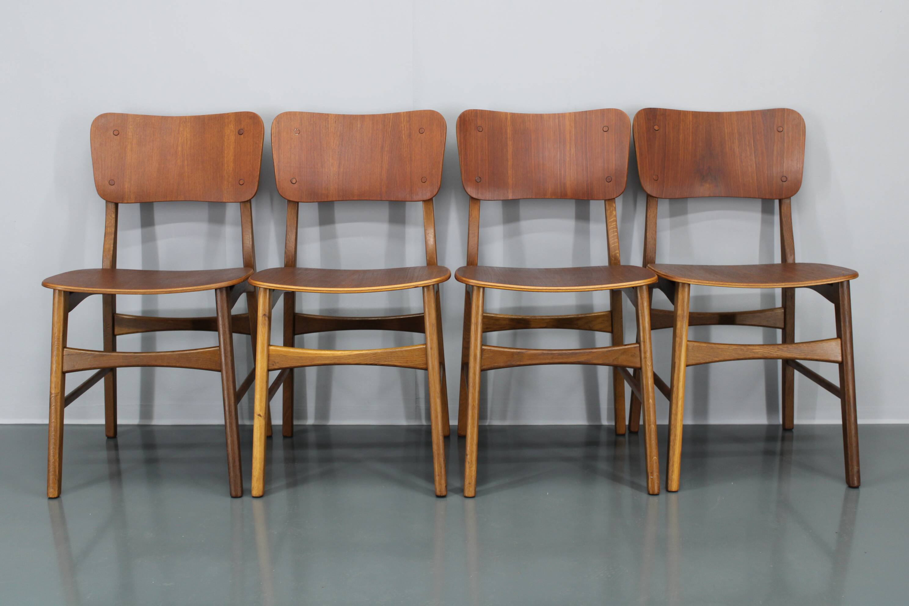1960s Ib Kofod Larsen Set of 4 dining Chairs in Teak Finish, Denmark