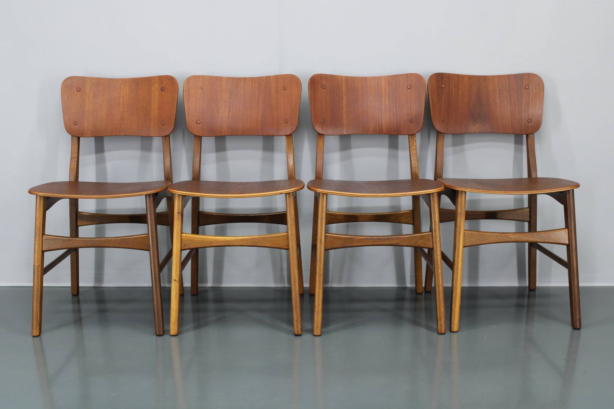 1960s Ib Kofod Larsen Set of 4 dining Chairs in Teak Finish, Denmark