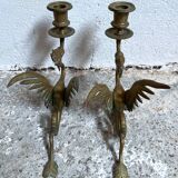 Paire de bougeoirs dragon laiton phoenix griffon