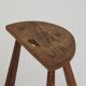 2 vintage solid wood half-moon tripod stools, circa 1950