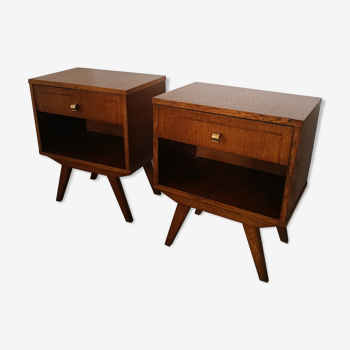 Pair of vintage bedsides, compass feet